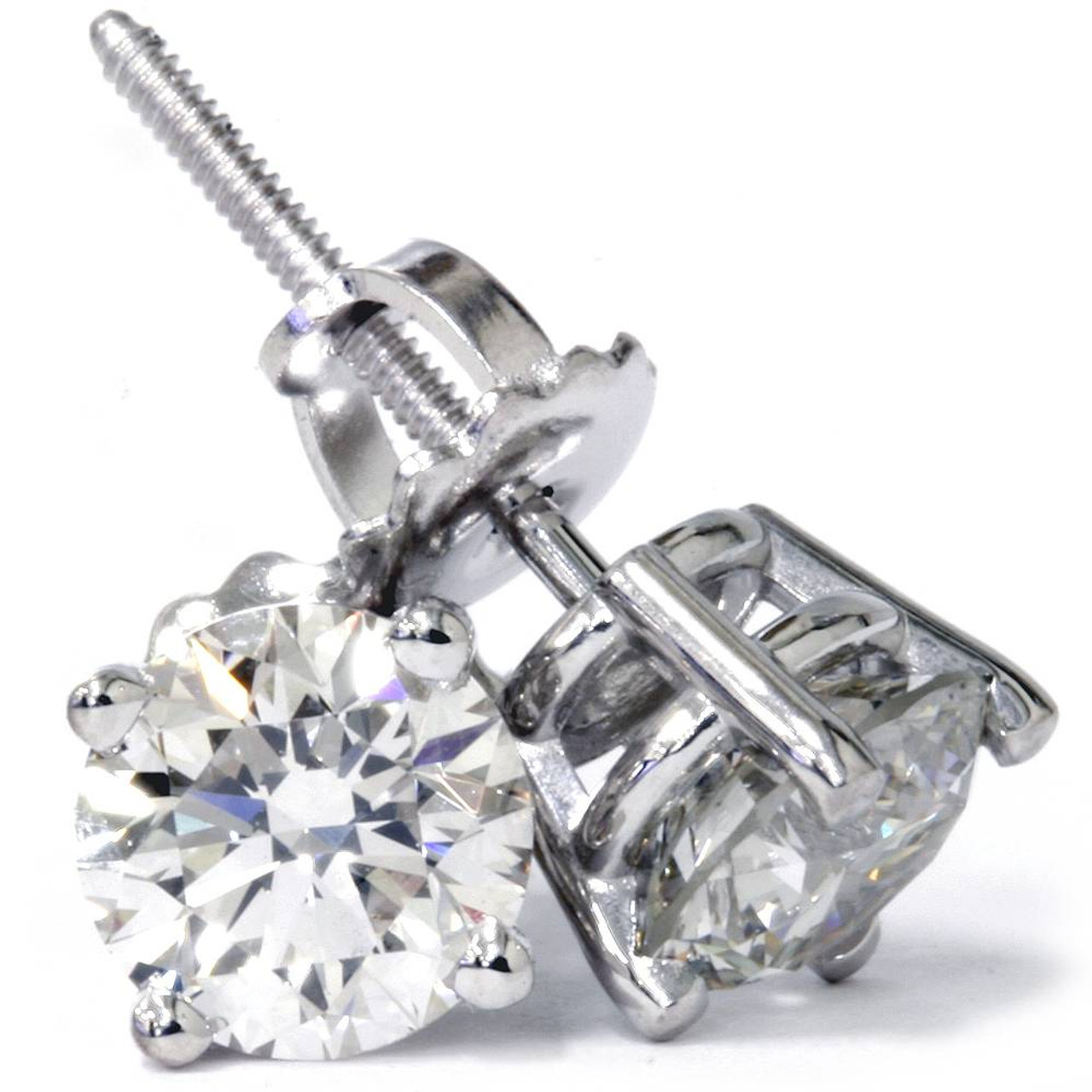 3 Cttw Diamond Studs With Screw Backs 14k White Gold Lab Grown (G-H, VS)