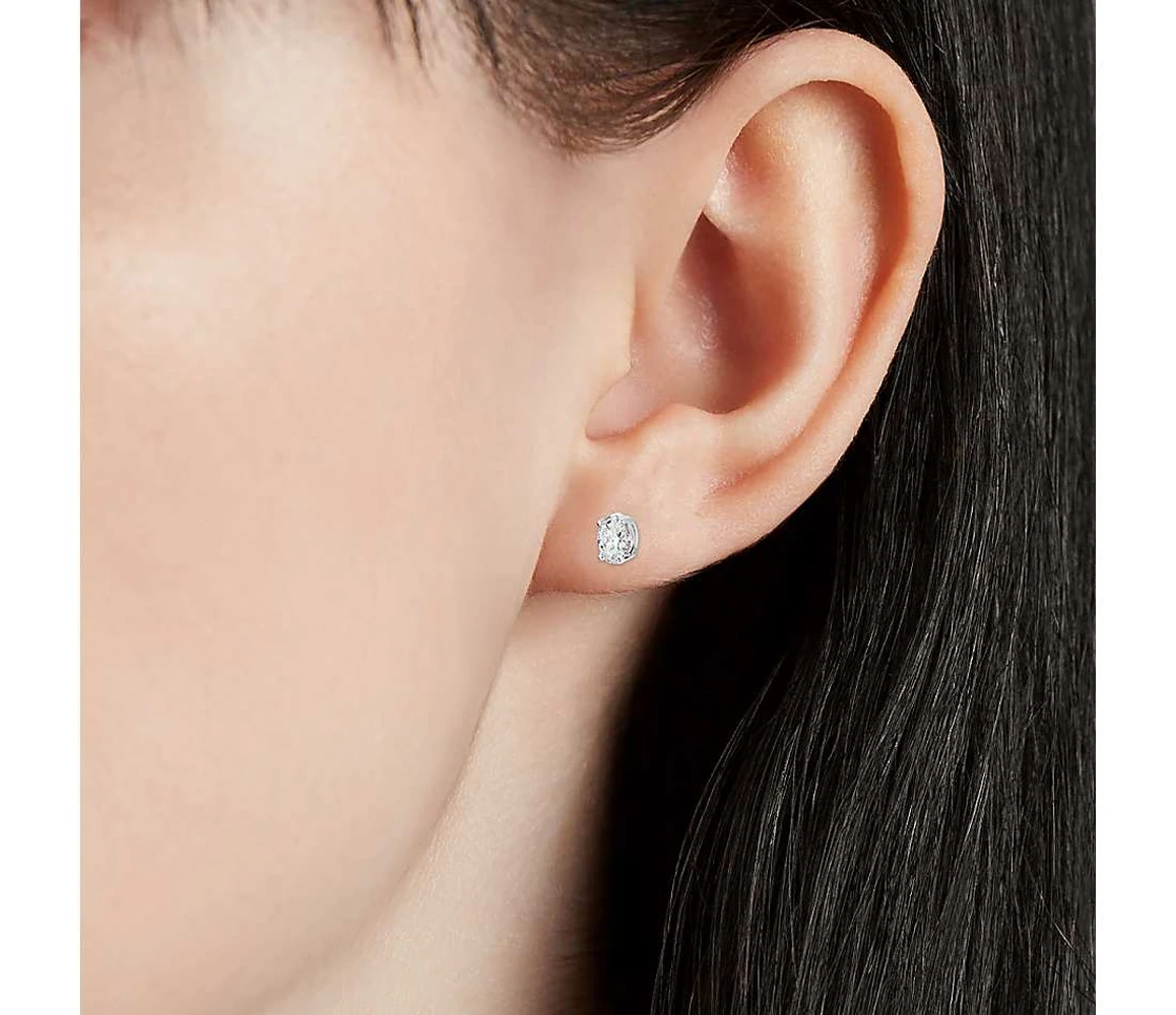 2 Ct Oval Moissanite Studs 14k White Gold Earrings