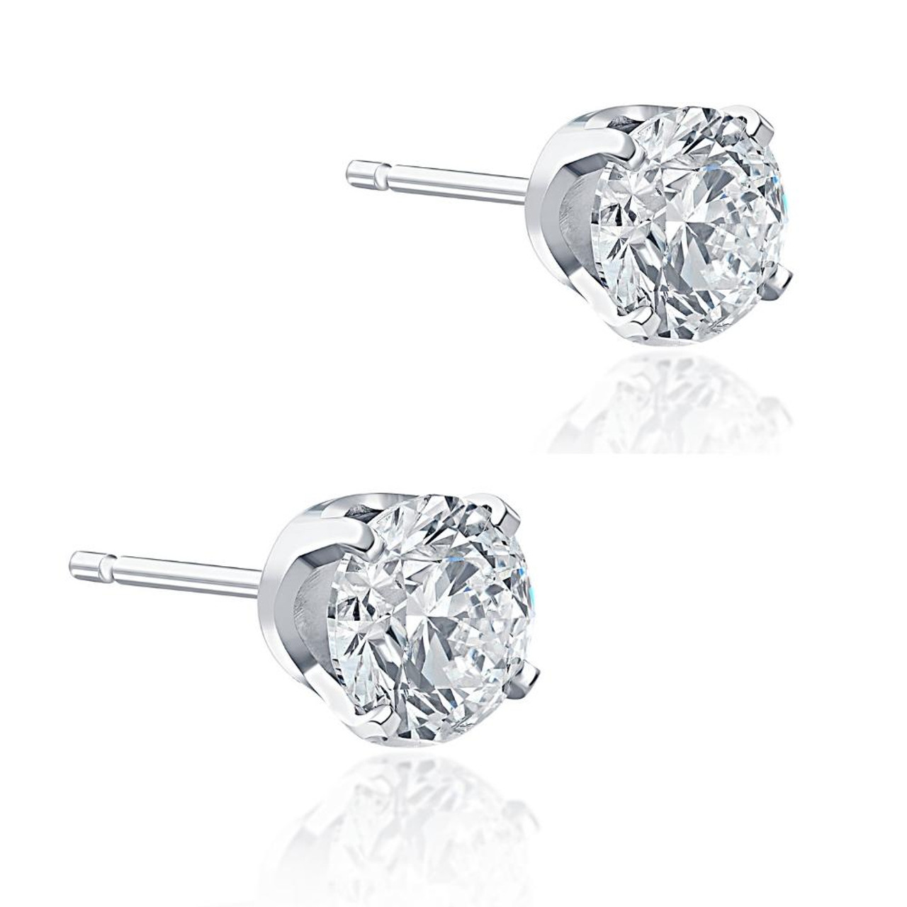 3/8 Ct TDW 14k White Gold Lab Created Diamond Studs Screw Back Earrings