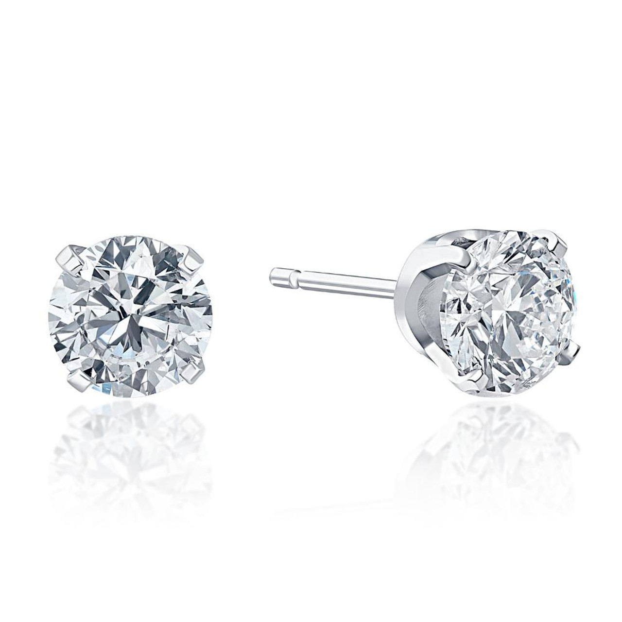 1ct Diamond Studs 14K White Gold Lab Grown (H/I, VS1)