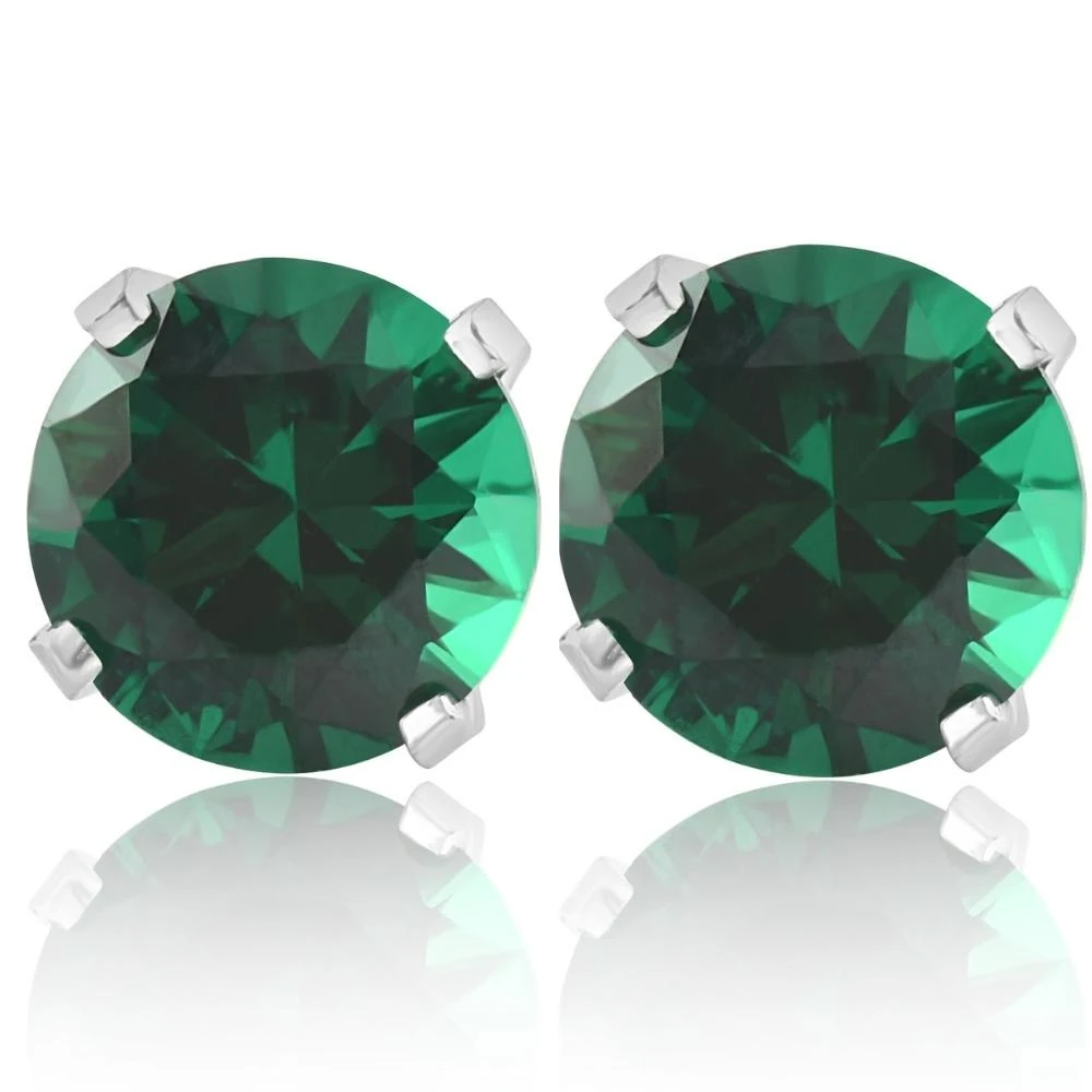 1Ct TW Emerald Studs in 14k White or Yellow Gold