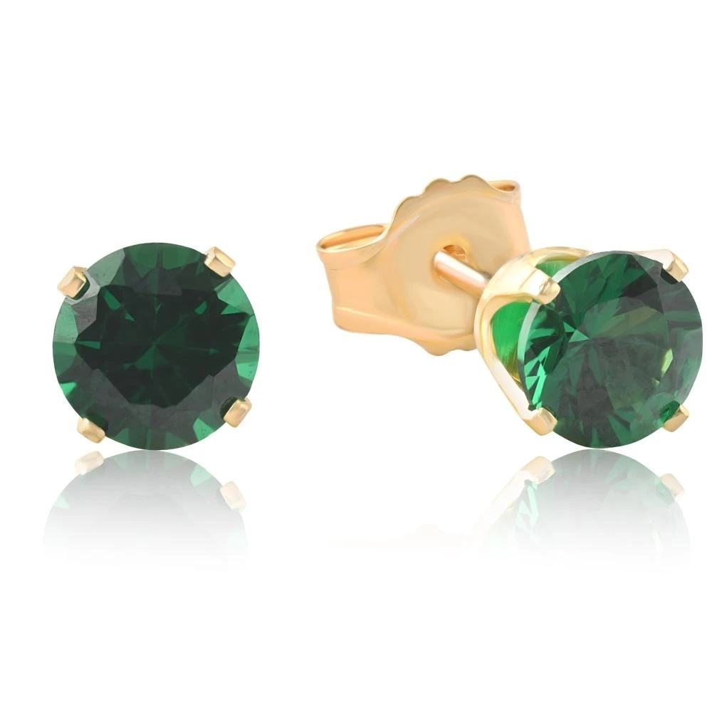 1Ct TW Emerald Studs in 14k White or Yellow Gold