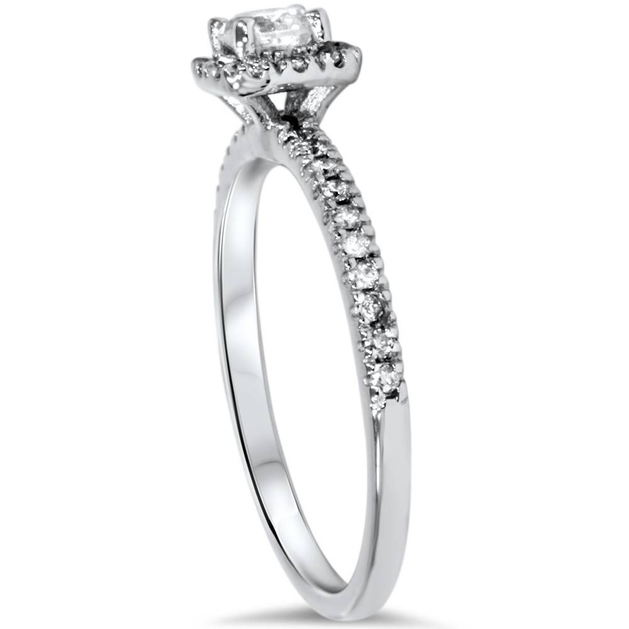 5/8 Carat Cushion Halo Diamond Engagement Wedding Ring Set White Gold