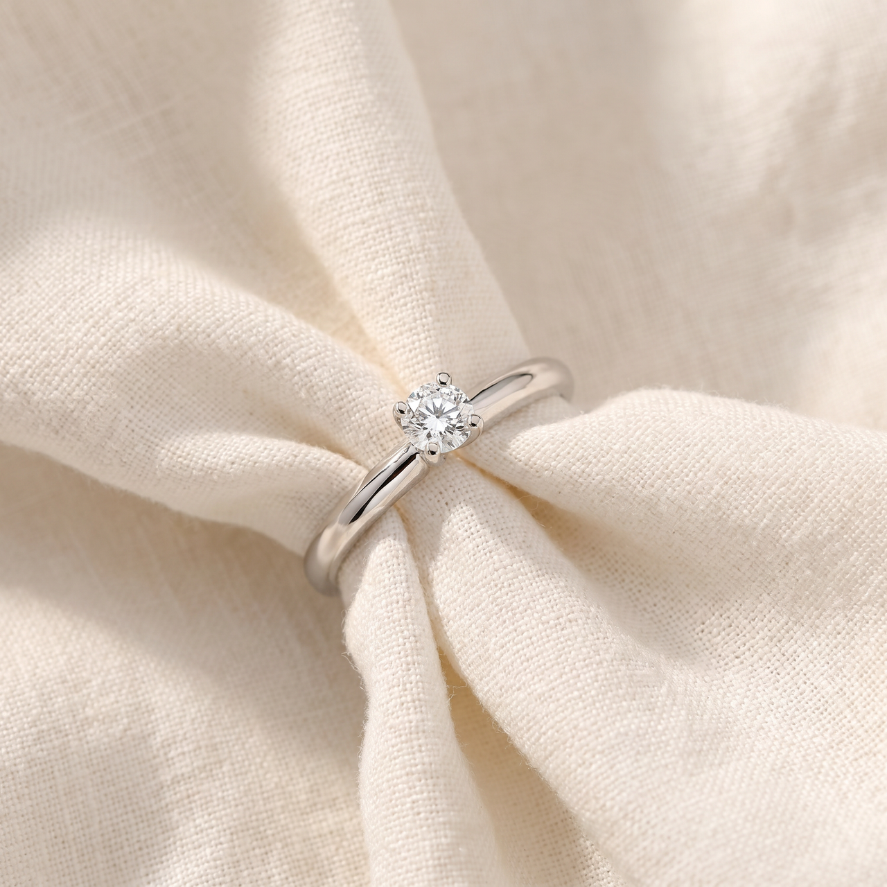 1/4Ct Solitaire Round Cut Diamond Platinum Engagement Ring (G-H, I1)