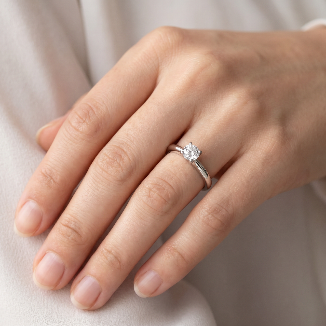 1/4Ct Solitaire Round Cut Diamond Platinum Engagement Ring (G-H, I1)