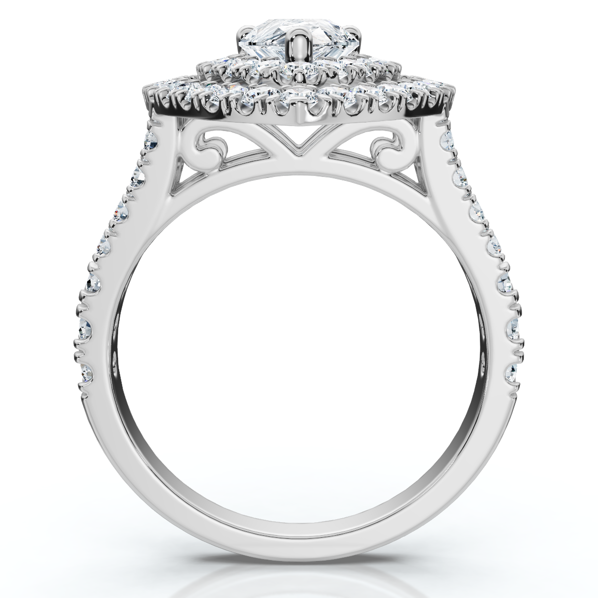 2 Ct TW Pear Shape Halo Diamond Engagement Ring 14k White Gold Lab Grown (G-H, VS)