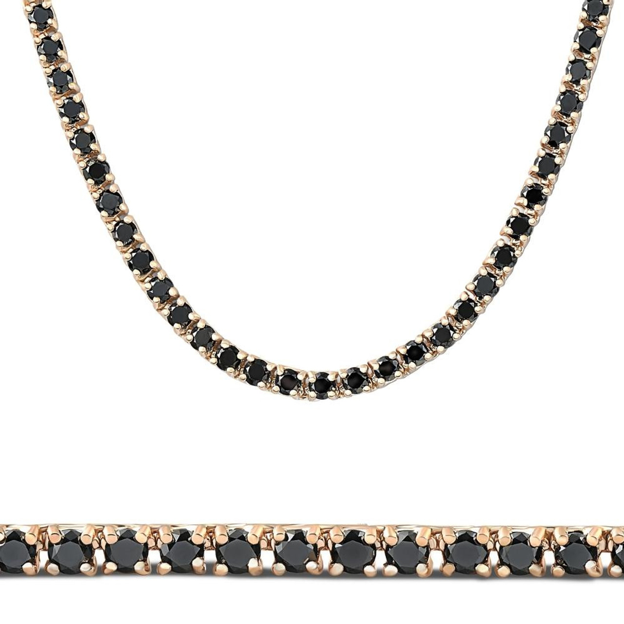 10Ct Black Diamond Tennis Necklace 18