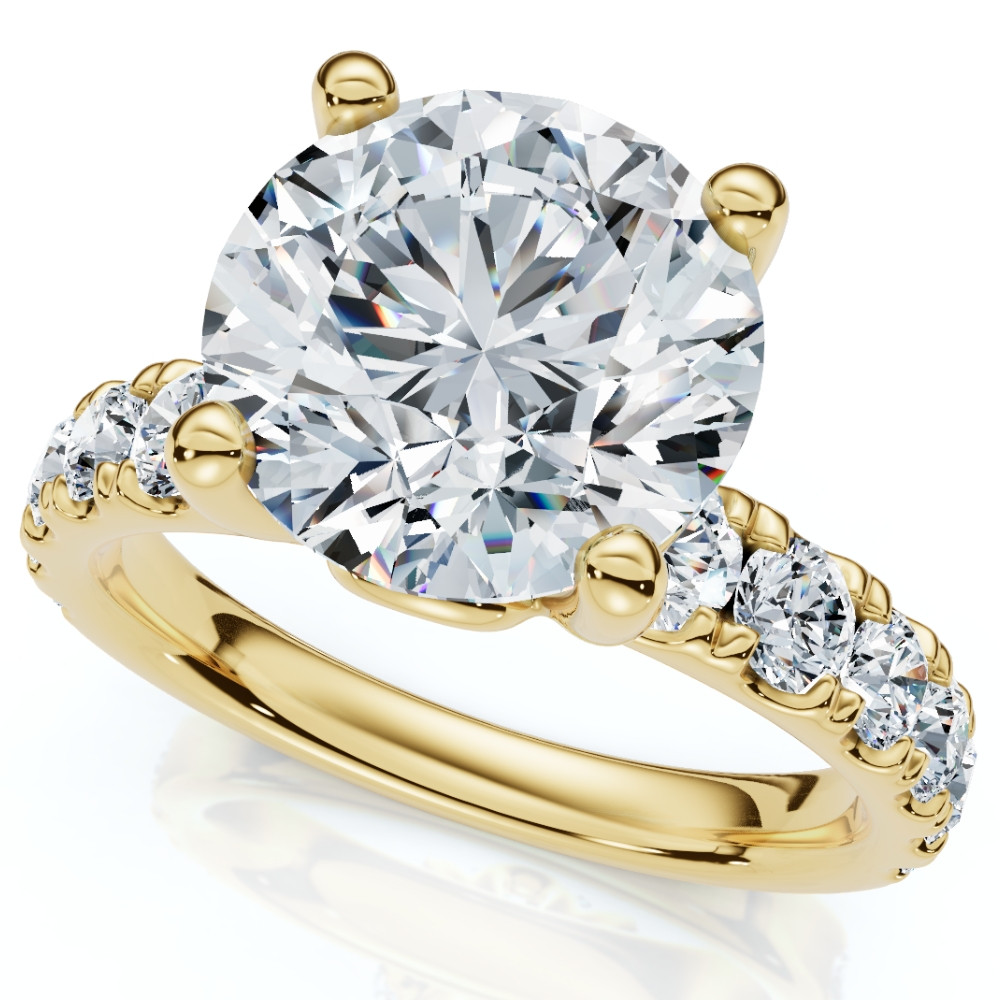 Certified 4Ct TW Diamond Pave Engagement Ring in 14k Gold Lab Grown (G-H, VS)