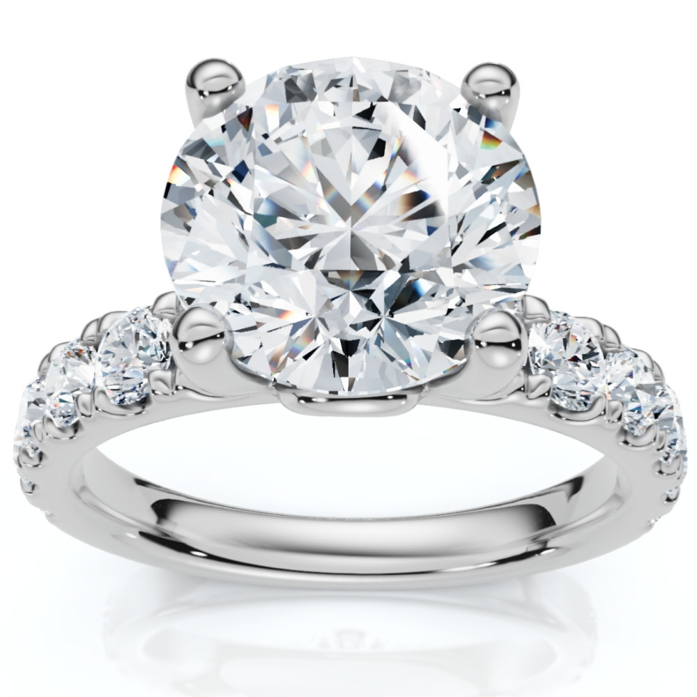 Certified 4Ct TW Diamond Pave Engagement Ring in 14k Gold Lab Grown