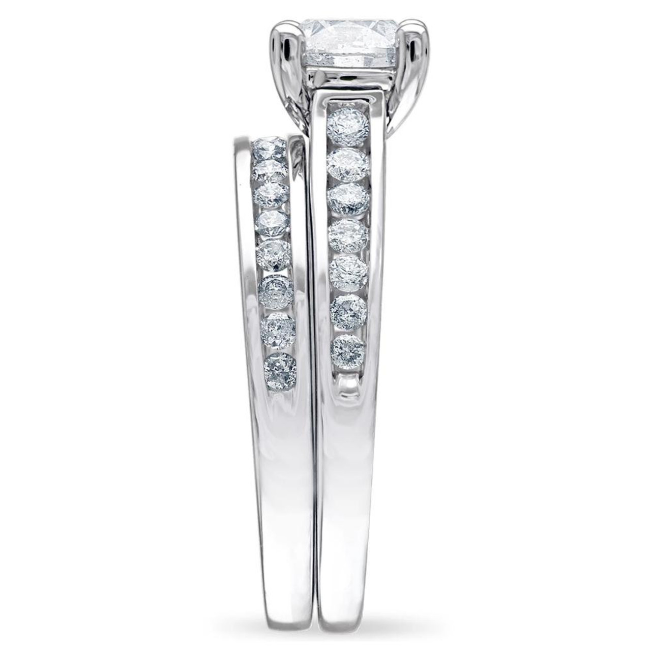 2Ct Diamond Engagement Wedding Ring Set Channel Set in 10k White Gold