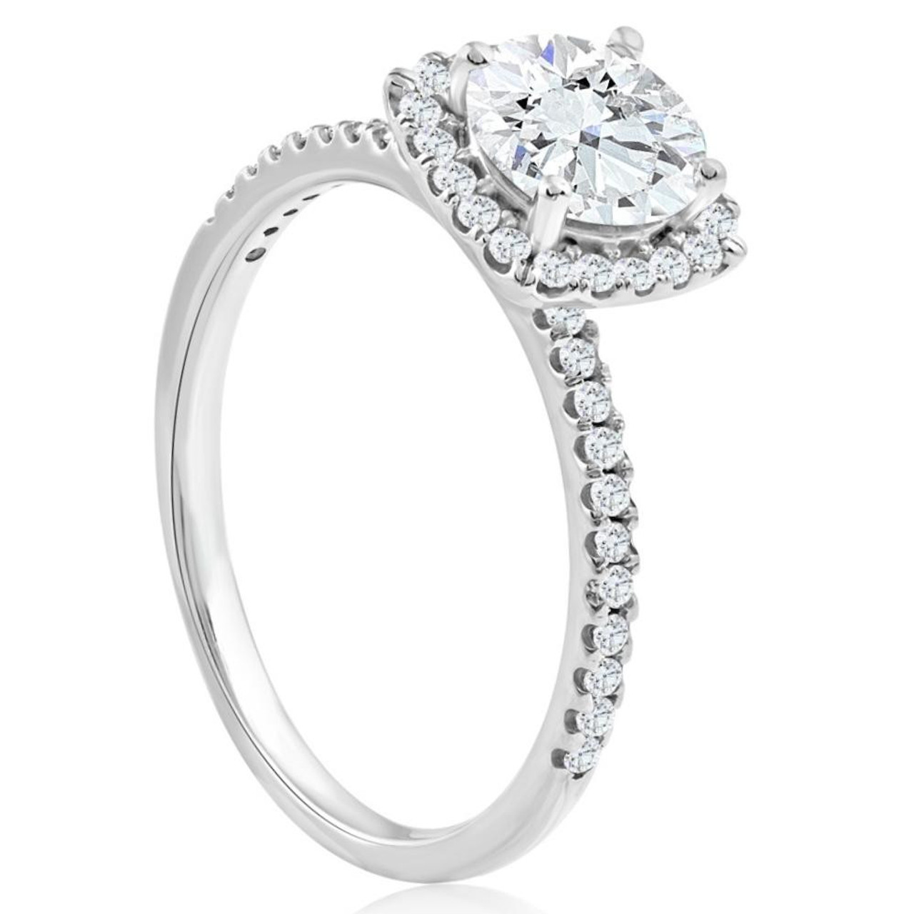 1 3/4 Ct TW Lab Grown Diamond Cushion Halo Engagement Ring in 14k White Gold (G-H, SI) 1 3/4 Ct TW Lab Grown Diamond Cushion Halo Engagement Ring in 14k White Gold (G-H, SI)