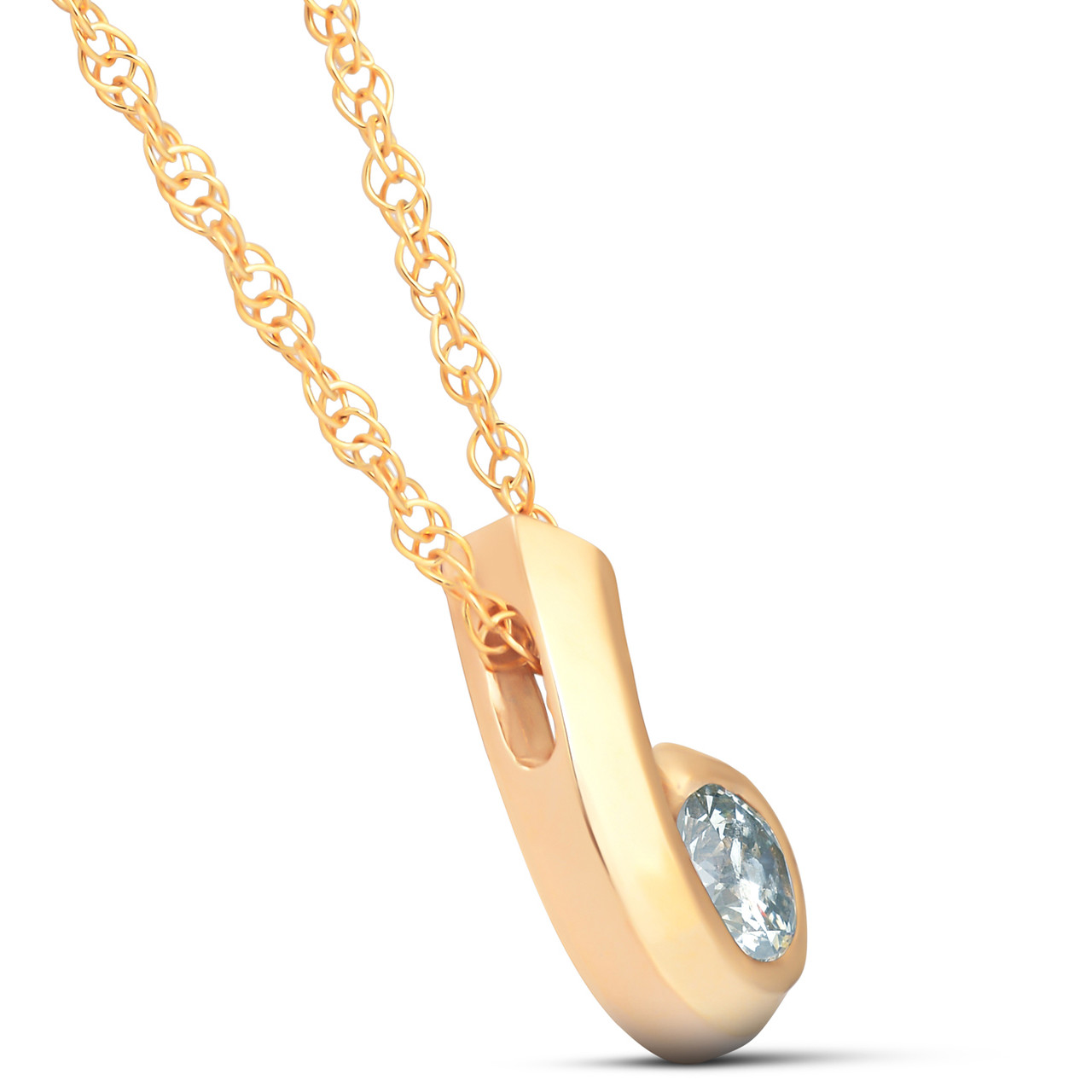 1/4ct Solitaire Round Diamond Pendant 10K Yellow Gold (, I1)