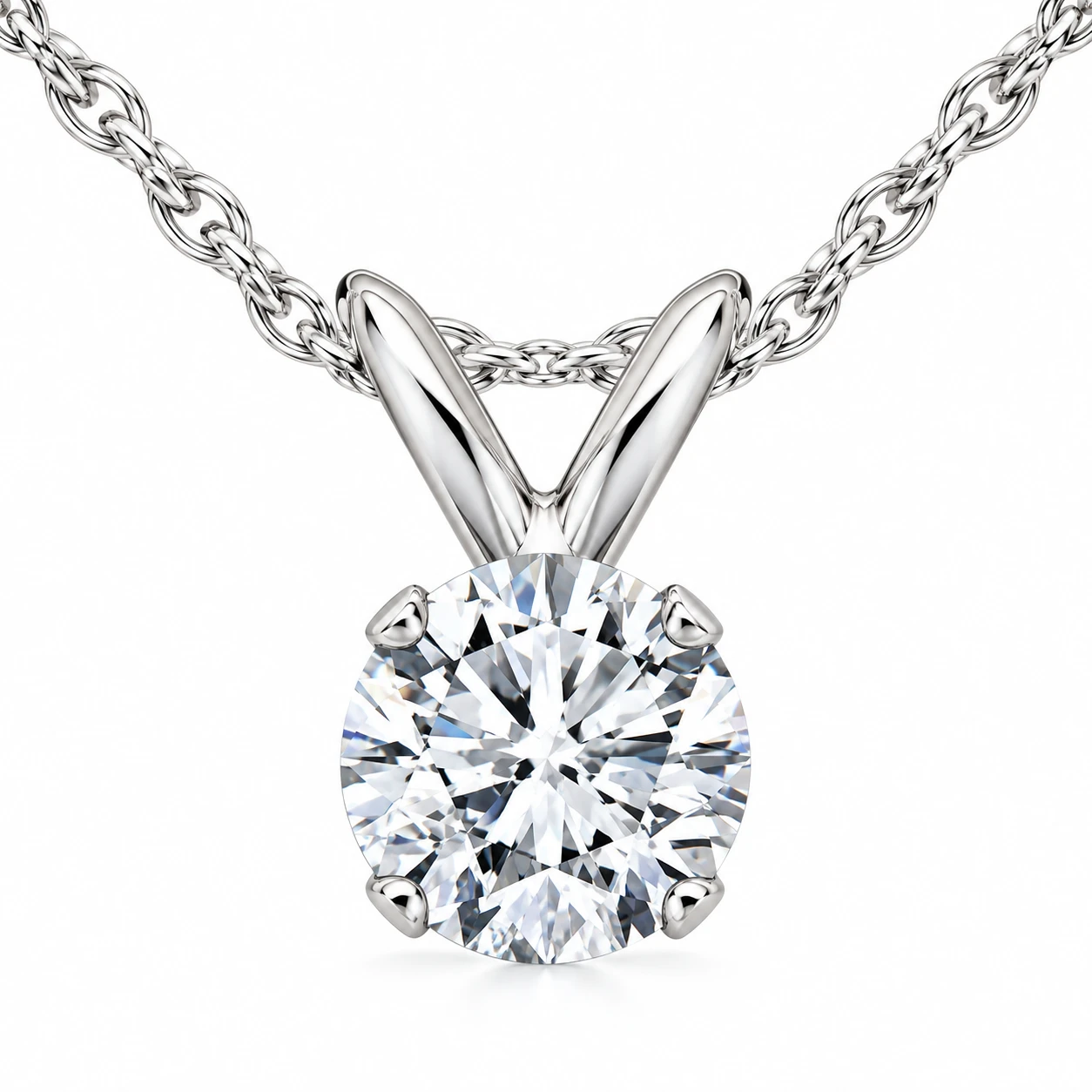 1/2Ct Diamond Solitaire Pendant Necklace 14k White Or Yellow Gold Lab Grown (E-F, VVS)