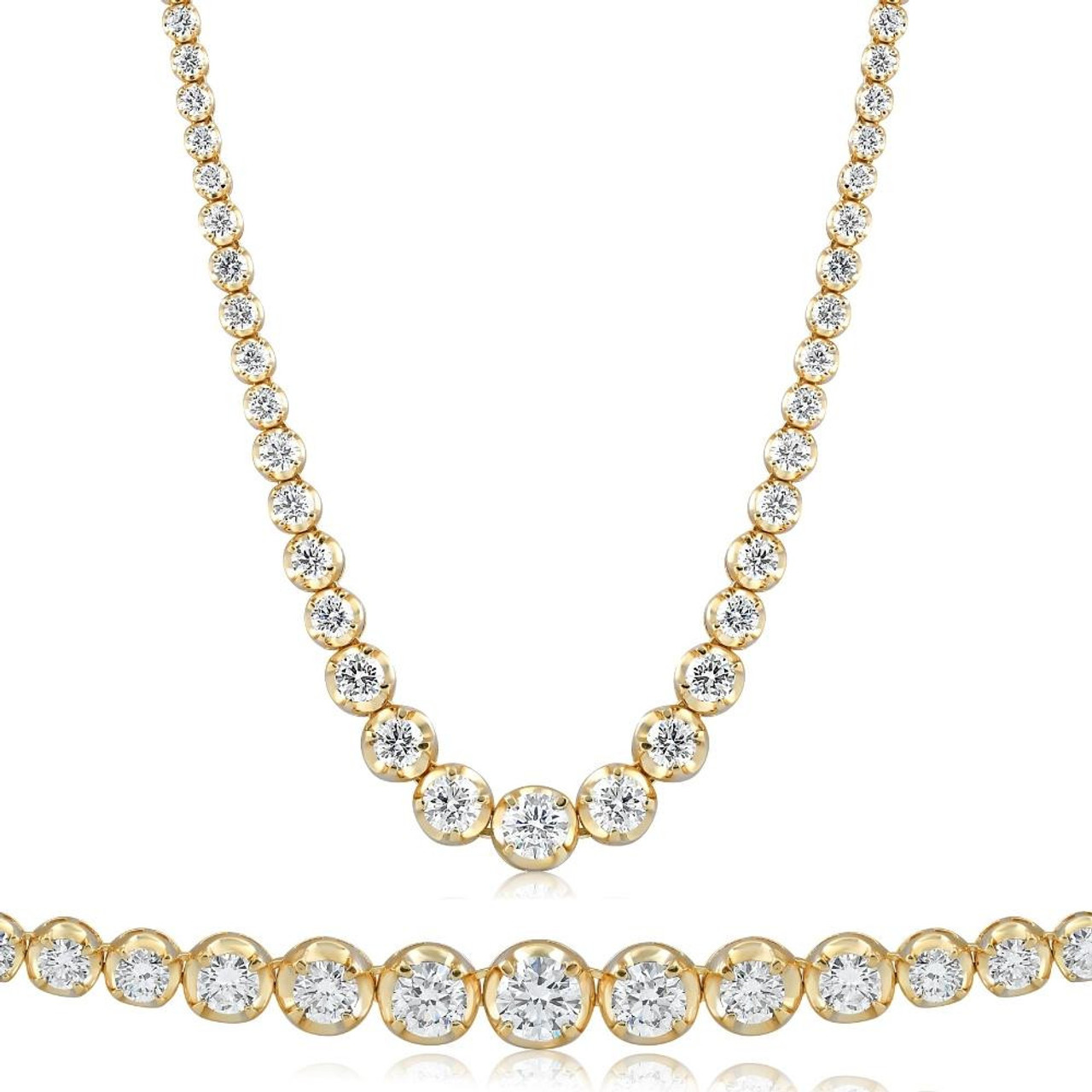 14K White Gold Straight Lab Created Diamond Tennis Necklace (5.00 CTW - F-G  / VS2-SI1)