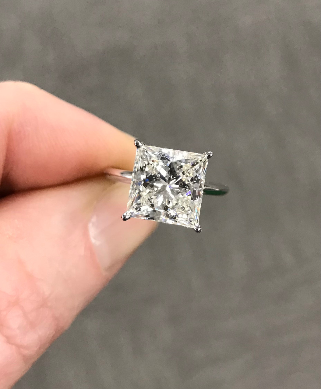 Certified 5Ct Princess Cut Diamond 14k White Gold Engagement Ring Lab Grown (G-H, VS)