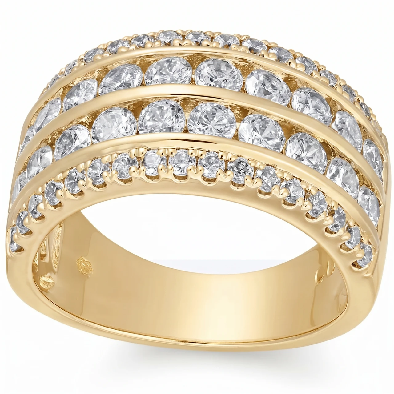 2Ct Multi Row Diamond Ring in 10k White or Yellow Gold Lab Grown (F-G, VS)