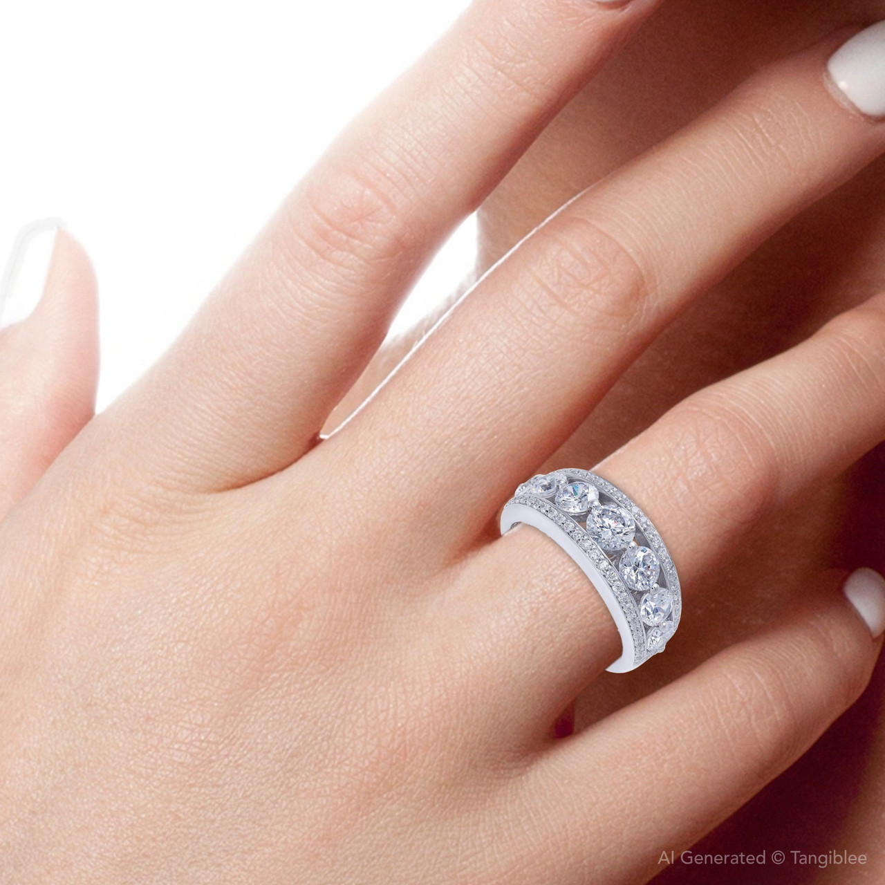 4 Ct Diamond Wedding Ring in 10k White or Yellow Gold Lab Grown (G-H, VS)