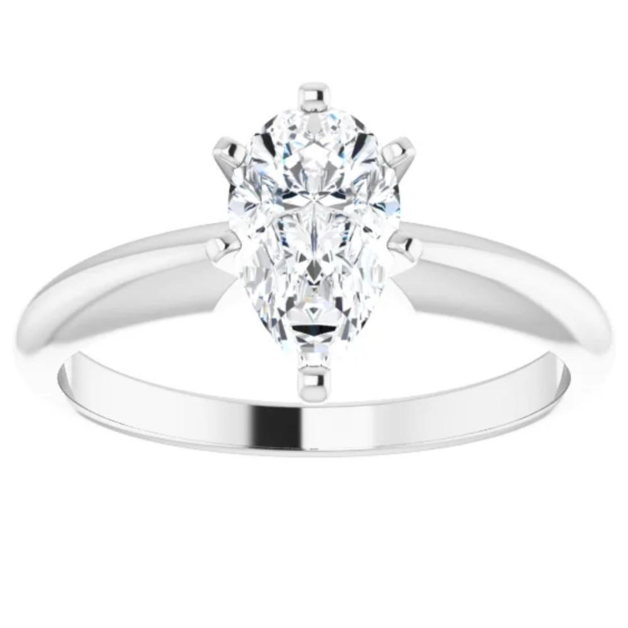 1/3Ct Solitaire Pear Shape Diamond Engagement Ring in 14k White or Yellow Gold (H-I, I1)