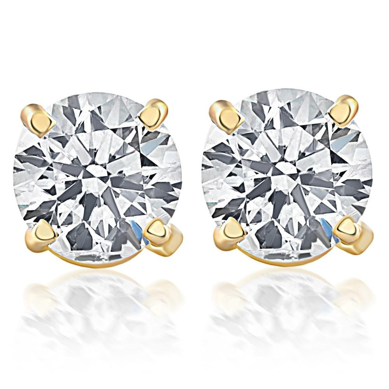 1 1/10 Ct TW Natural Diamond Studs in 14k White or Yellow Gold