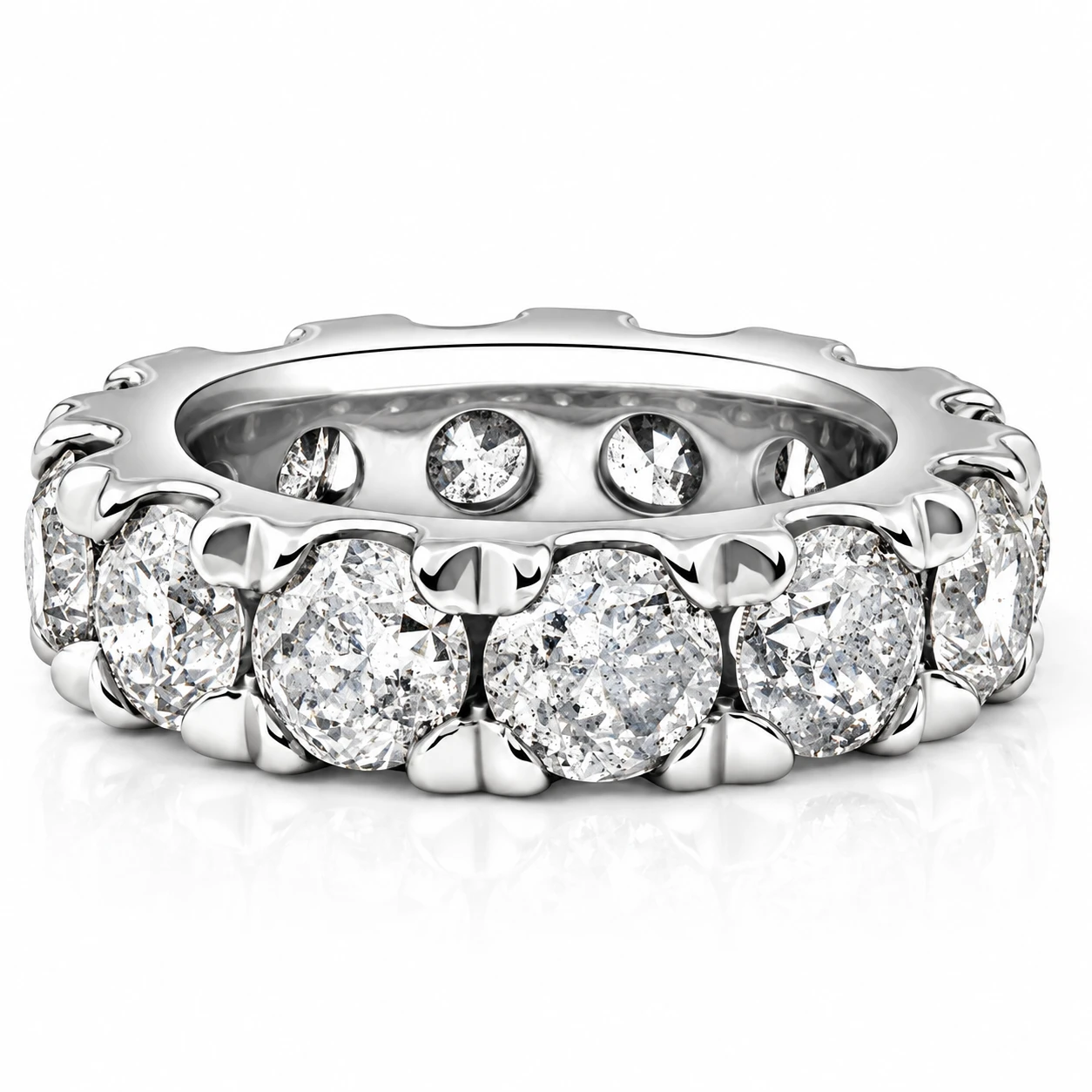 10 1/2 Carat (ctw) Natural Diamond Eternity ring in White Gold (K-L, I2-I3)