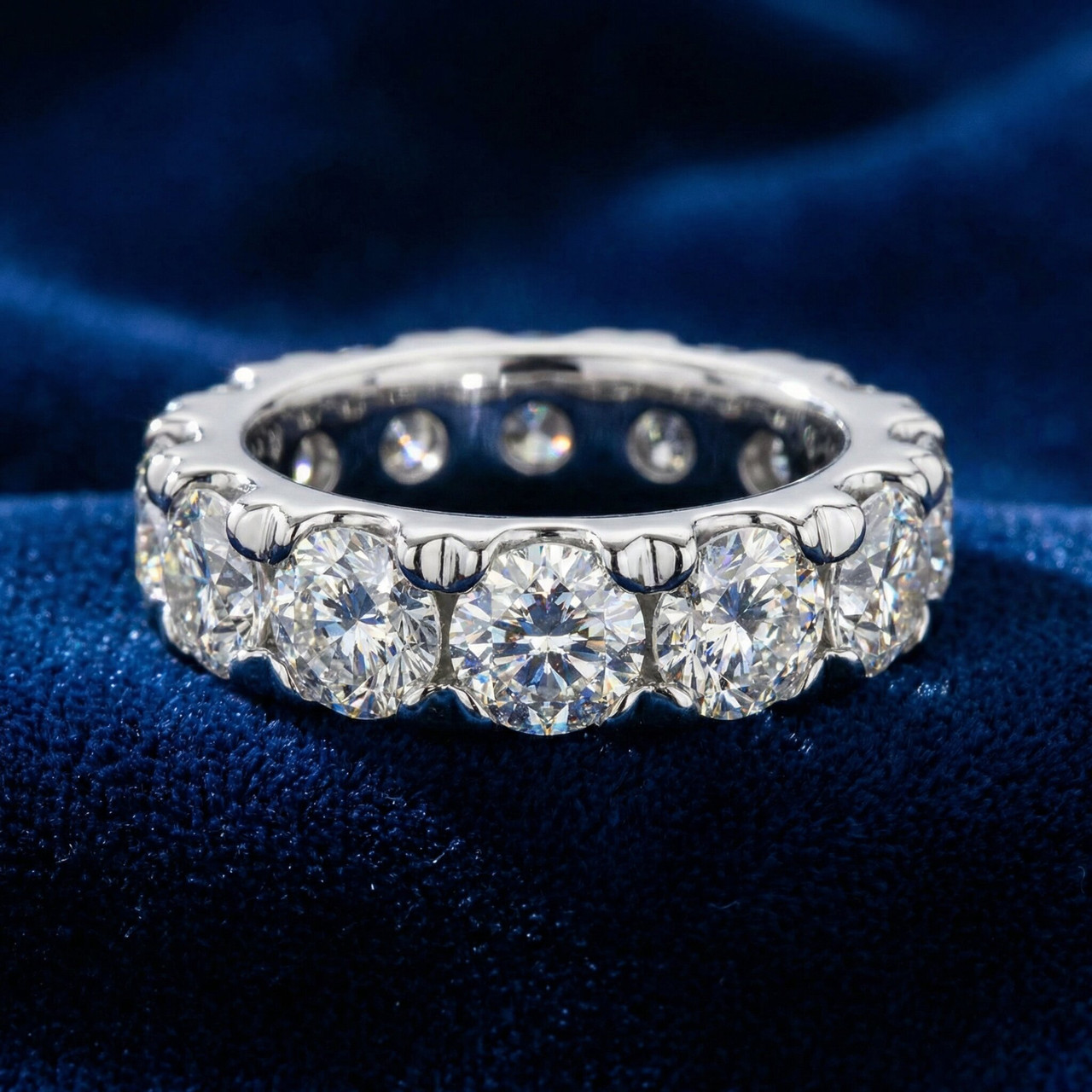 10 1/2 Carat (ctw) Natural Diamond Eternity ring in White Gold (K-L, I2-I3)