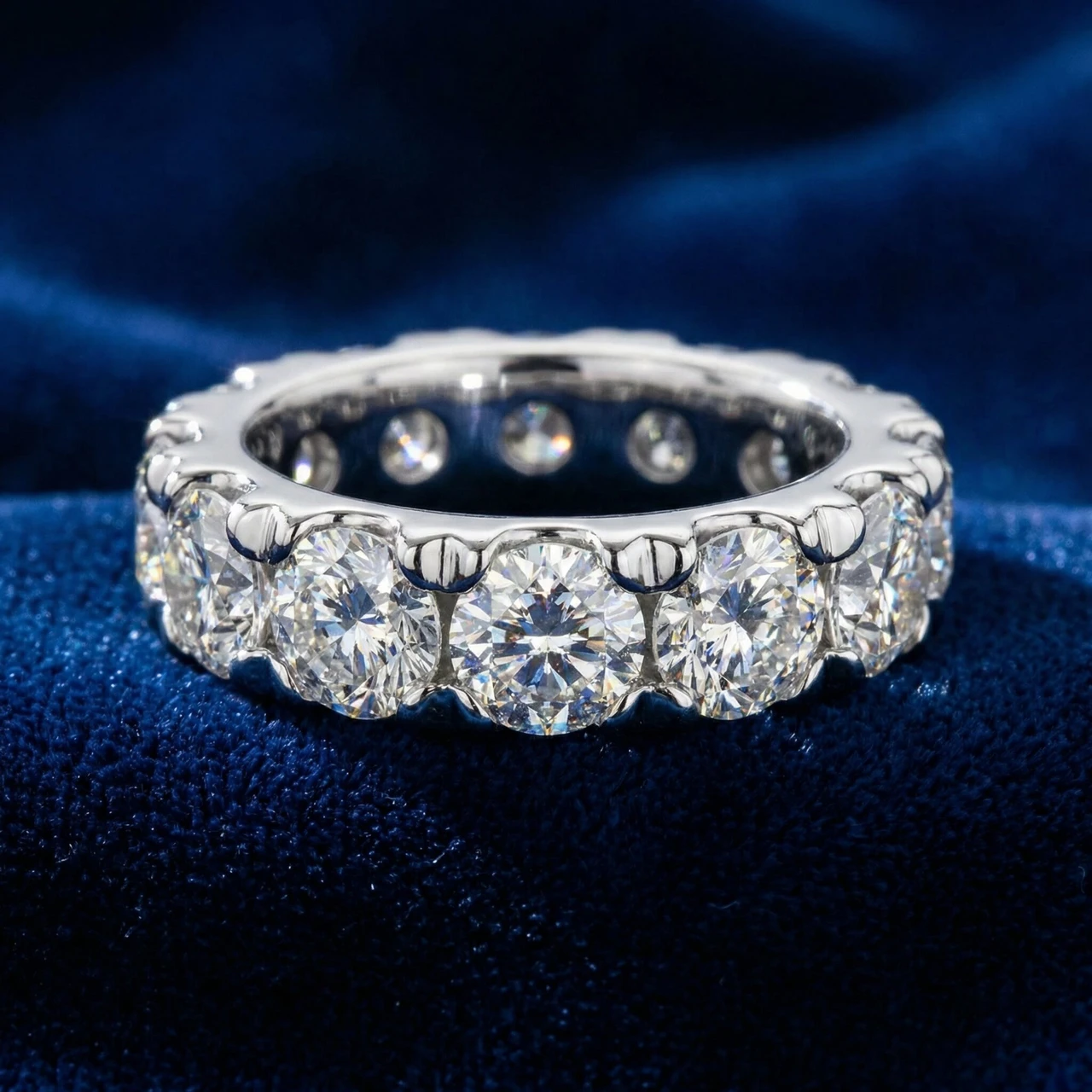 10 1/2 Carat (ctw) Natural Diamond Eternity ring in White Gold (K-L, I2-I3)