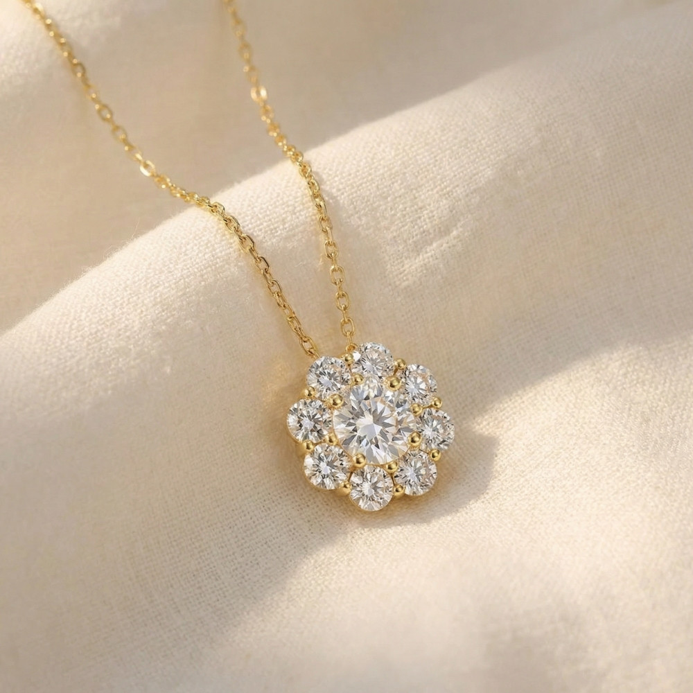 1 Ct Diamond Pendant 10k Yellow Gold Necklace (G-H, VS)