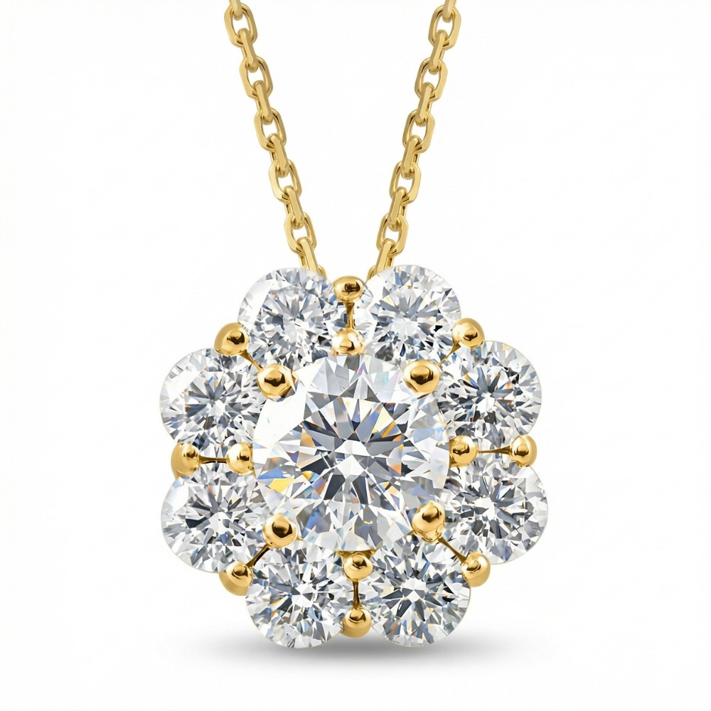 1 Ct Diamond Pendant 10k Yellow Gold Necklace (G-H, VS)