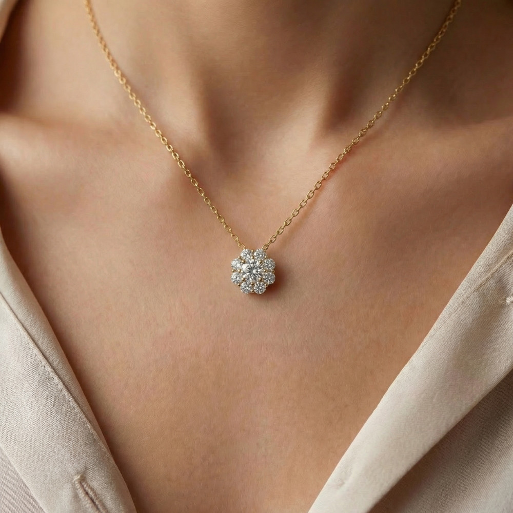 1 Ct Diamond Pendant 10k Yellow Gold Necklace (G-H, VS)