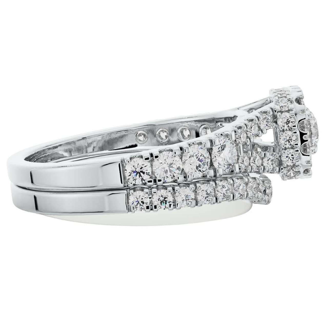1 1/4Ct Cushion Halo Diamond Engagement Wedding Ring Set in White or Yellow Gold (G-H, I1) 1 1/4Ct Cushion Halo Diamond Engagement Wedding Ring Set in White or Yellow Gold (G-H, I1)