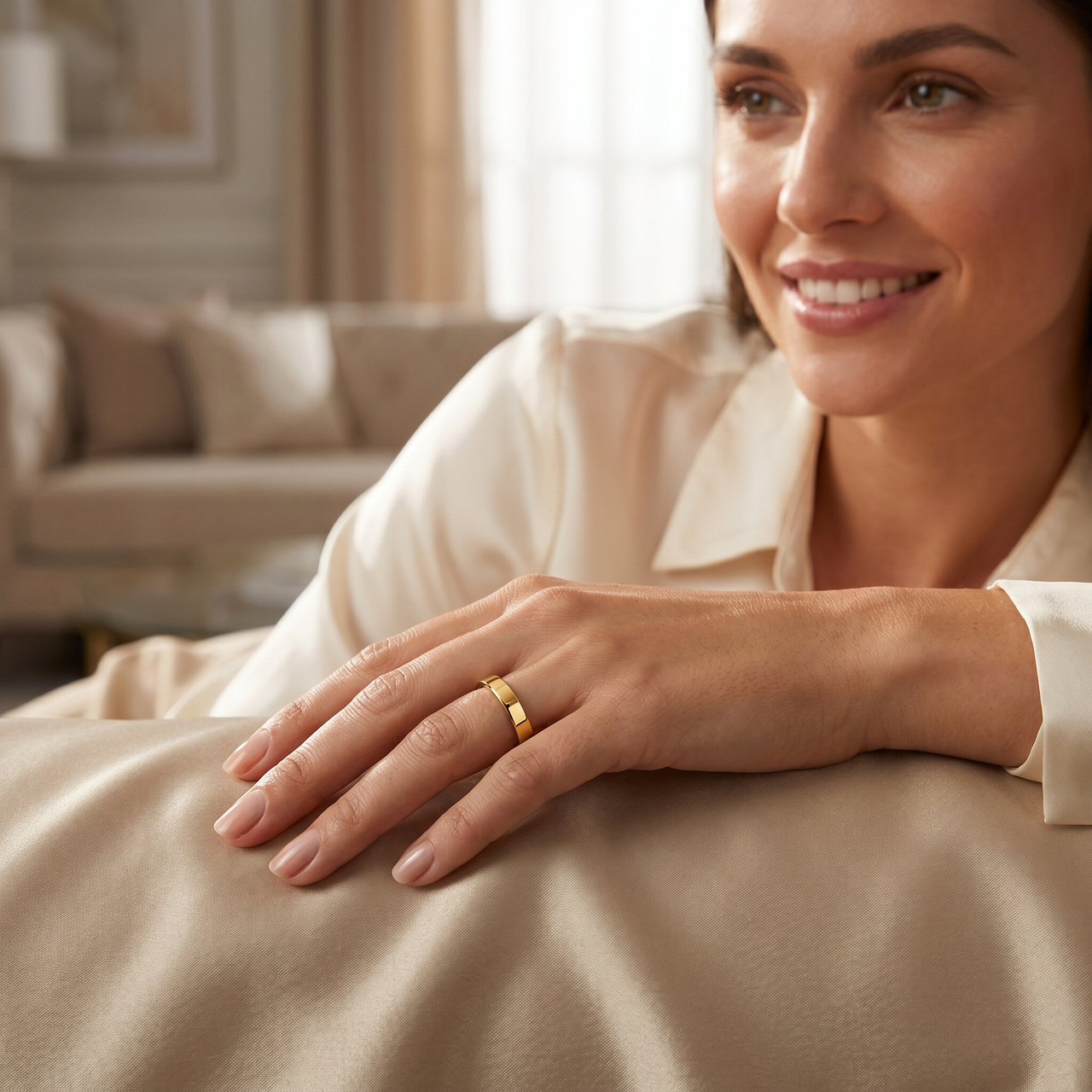 2mm Flat High Polished Wedding Band 14K Yellow Gold