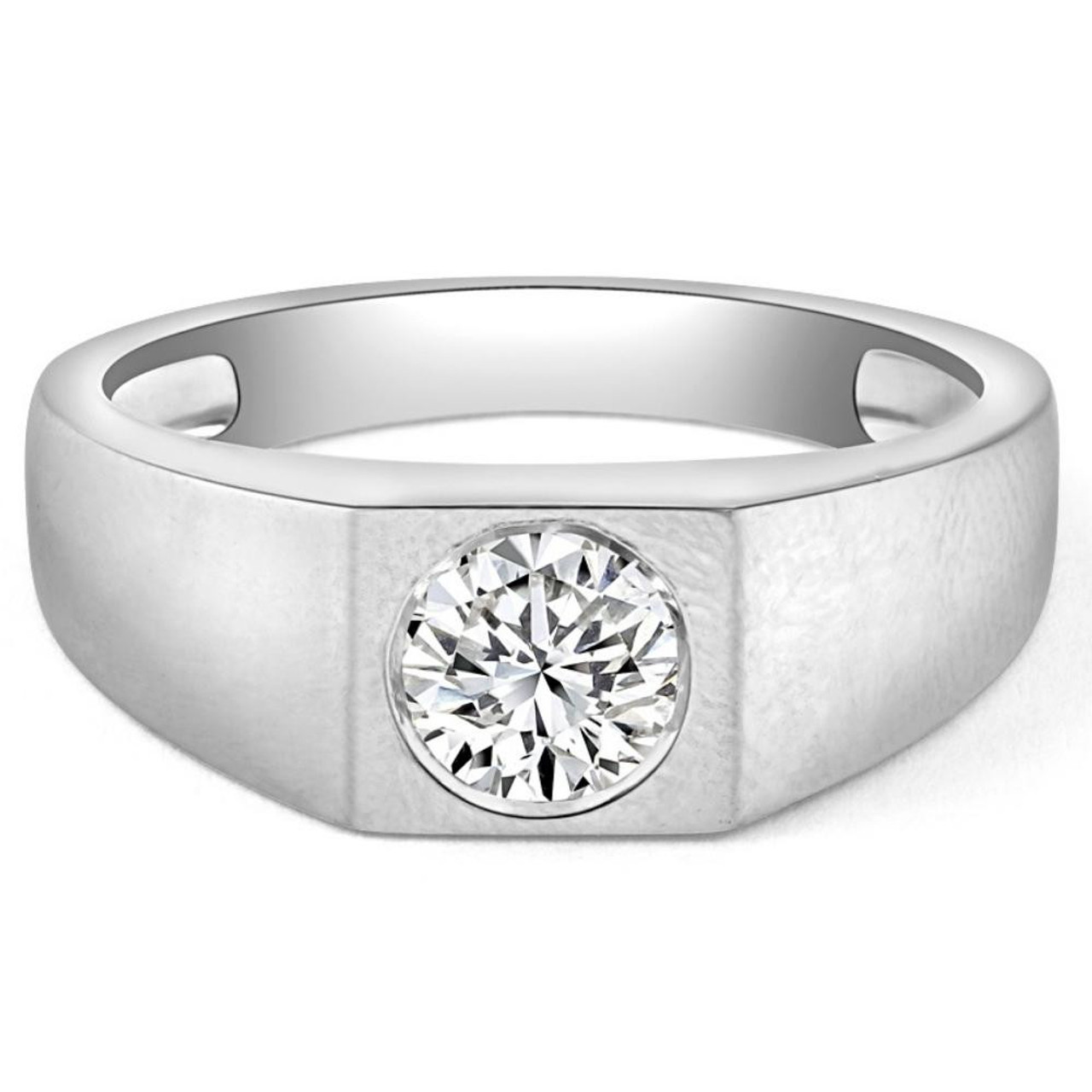 1 Ct Solitaire Lab Grown Men's Diamond Wedding Ring in 10k White Gold (G-H, SI) 1 Ct Solitaire Lab Grown Men's Diamond Wedding Ring in 10k White Gold (G-H, SI)
