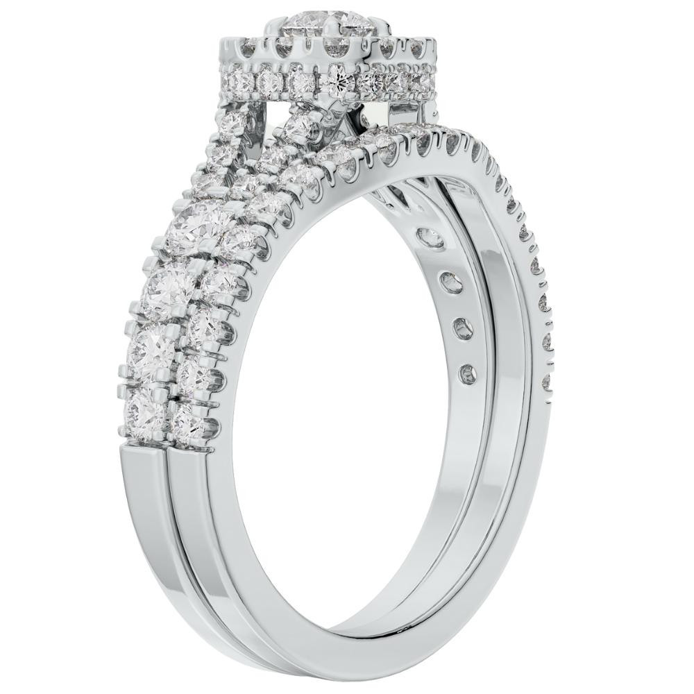 1 1/4Ct Lab Grown Diamond Engagement Wedding Ring Set in White or Yellow Gold (G-H, VS)