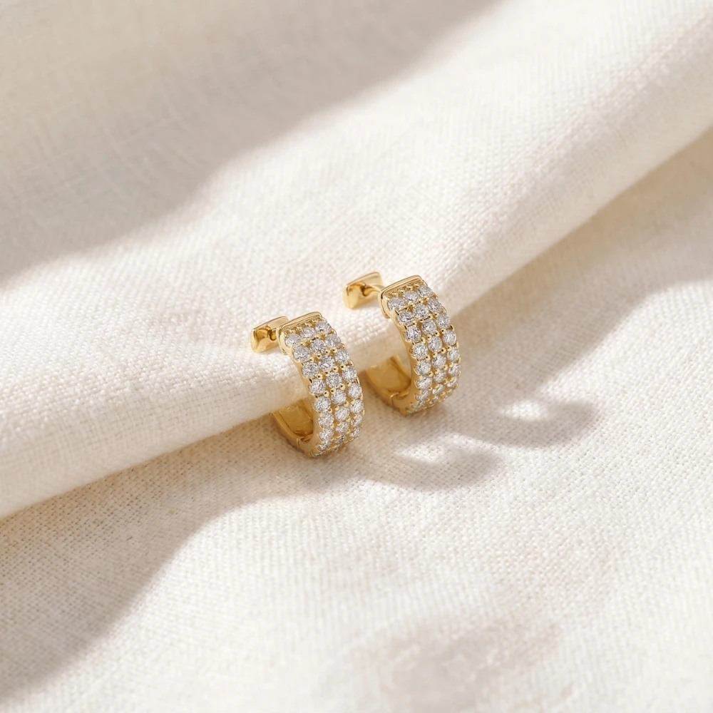 1/2 Ct Diamond  Hoops Women's Earrings 10k Yellow Gold (G-H, VS)