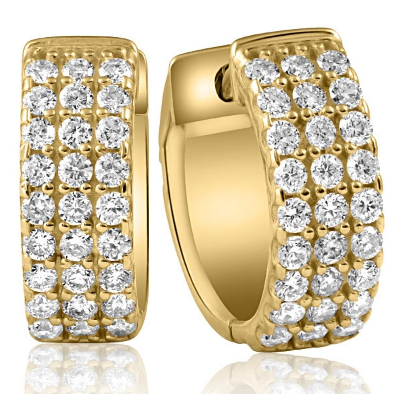 1/2 Ct Diamond Hoops Women's Earrings 10k Yellow Gold (G-H, VS)