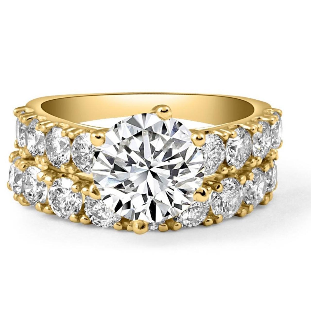 6 1/2Ct Diamond Engagement Wedding Ring Set in 10k Yellow Gold Lab Grown (G-H, VS)