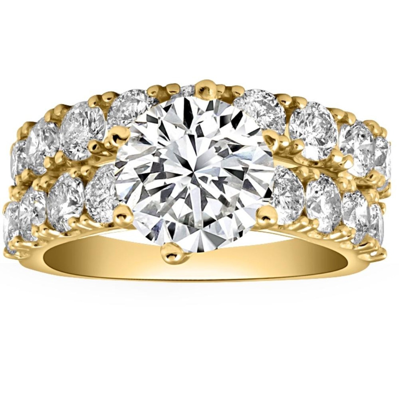 6 1/2Ct Diamond Engagement Wedding Ring Set in 10k Yellow Gold Lab Grown (G-H, VS)
