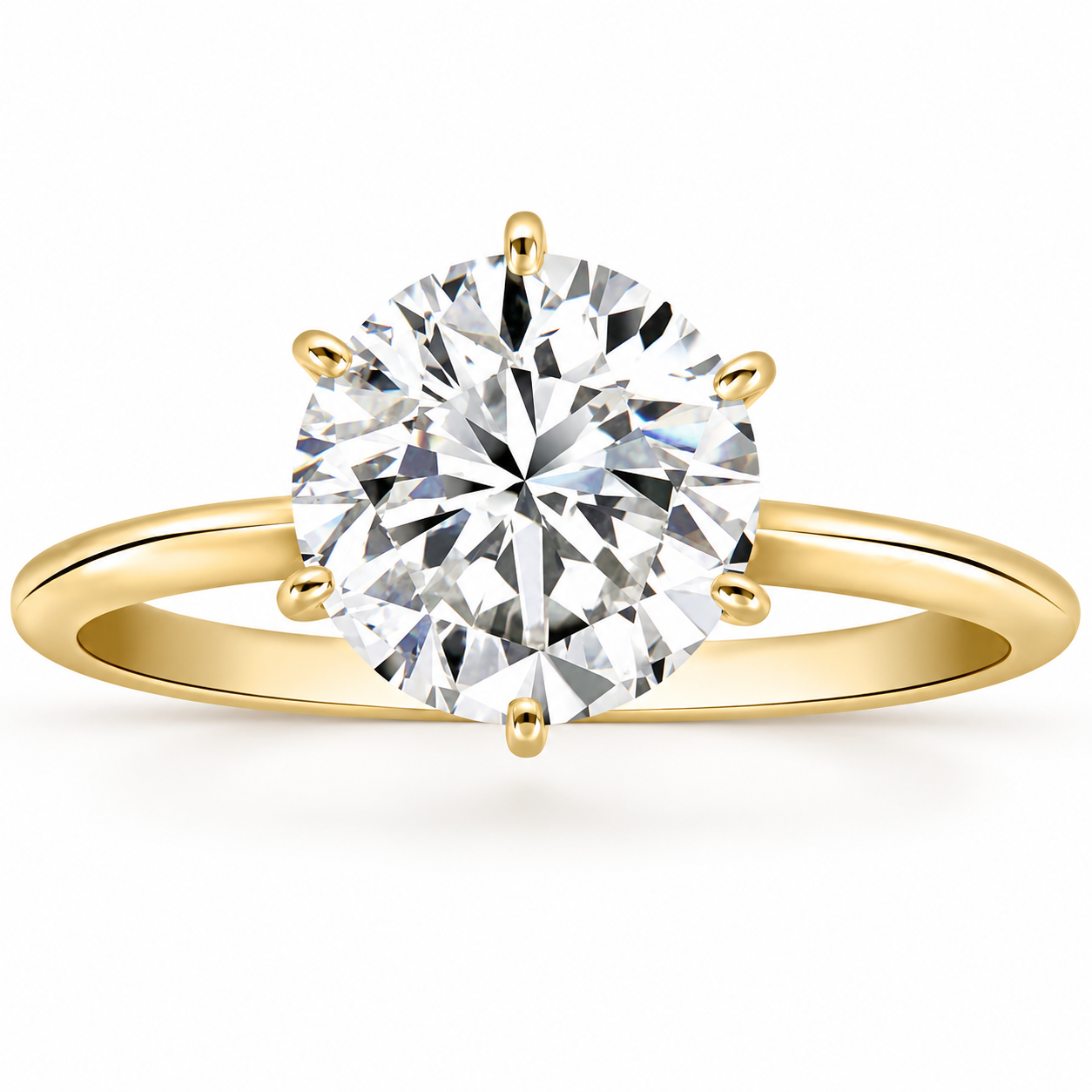 Certified 2 1/2CT Lab Grown Diamond Solitaire Thin Engagement Ring 14k Yellow Gold (G-H, VS2-SI1)
