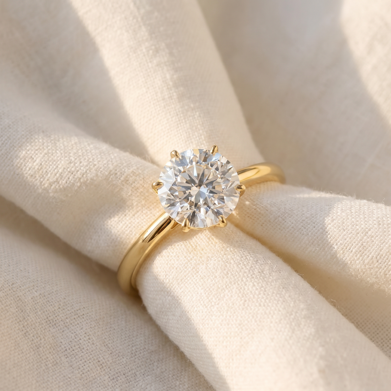 Certified 2 1/2CT Lab Grown Diamond Solitaire Thin Engagement Ring 14k Yellow Gold (G-H, VS2-SI1)