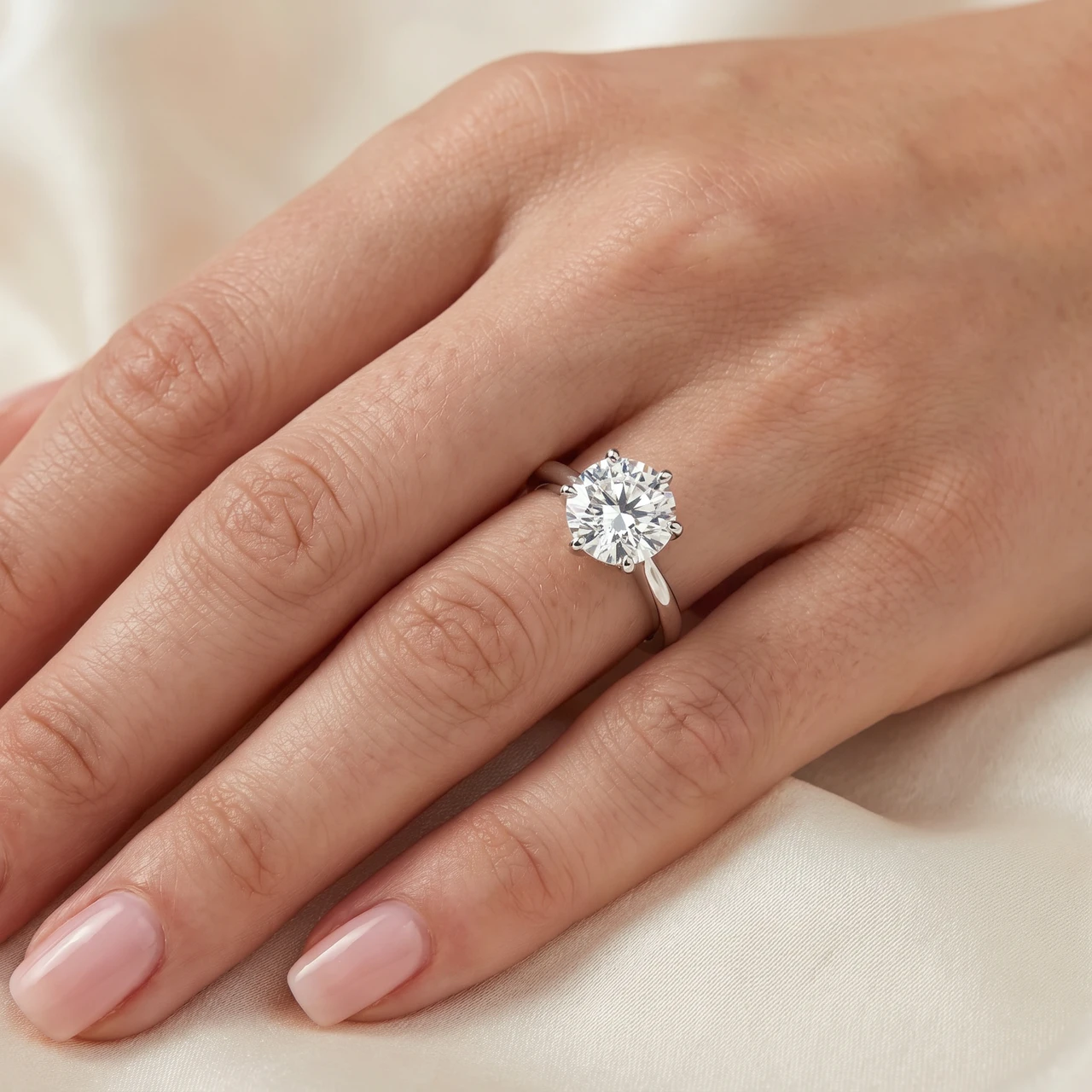 VS 2 1/2CT Lab Grown Diamond 6-Prong Solitaire Engagement Ring 14k White Gold (G-H, VS2-SI1)