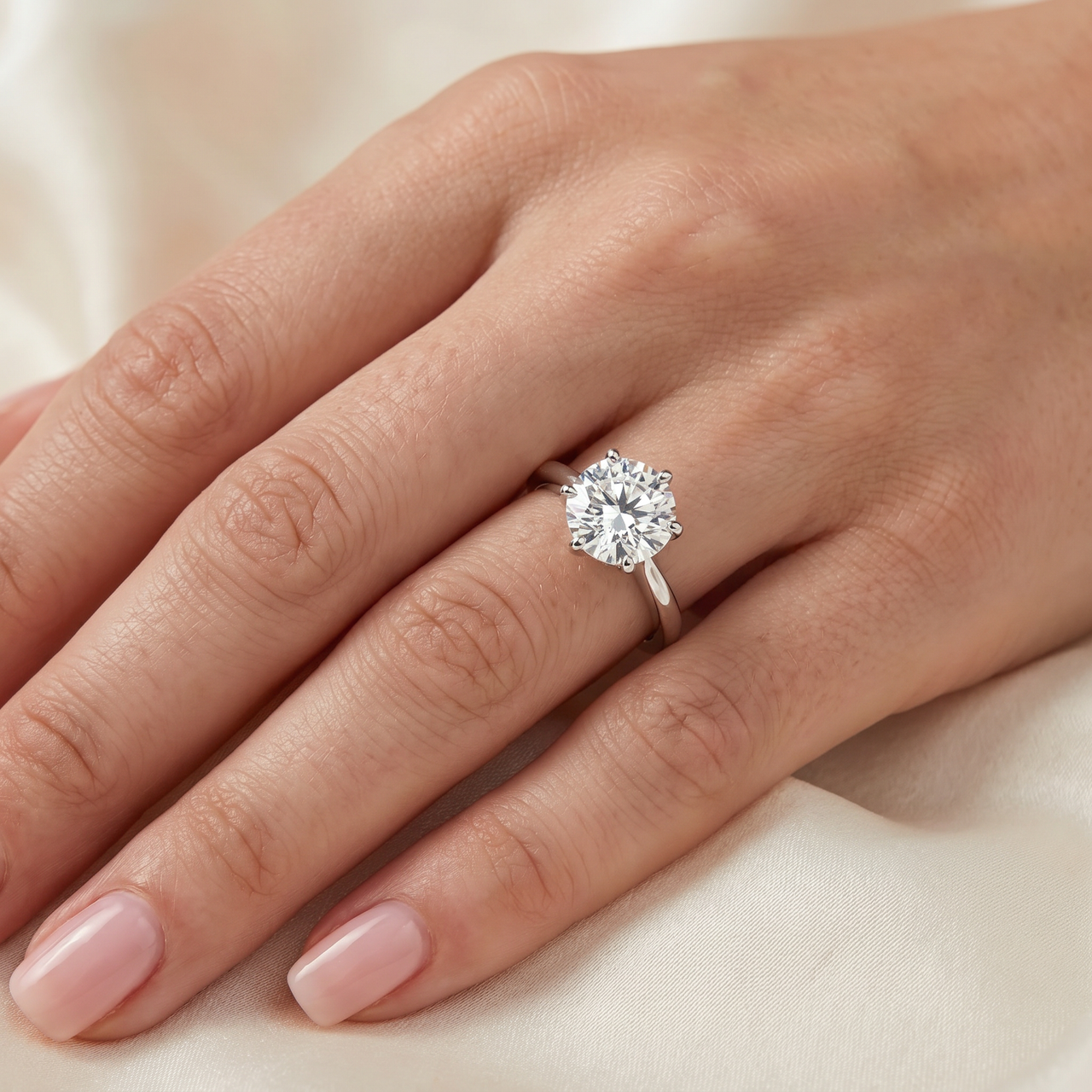 VS 2 1/2CT Lab Grown Diamond 6-Prong Solitaire Engagement Ring 14k White Gold (G-H, VS2-SI1)