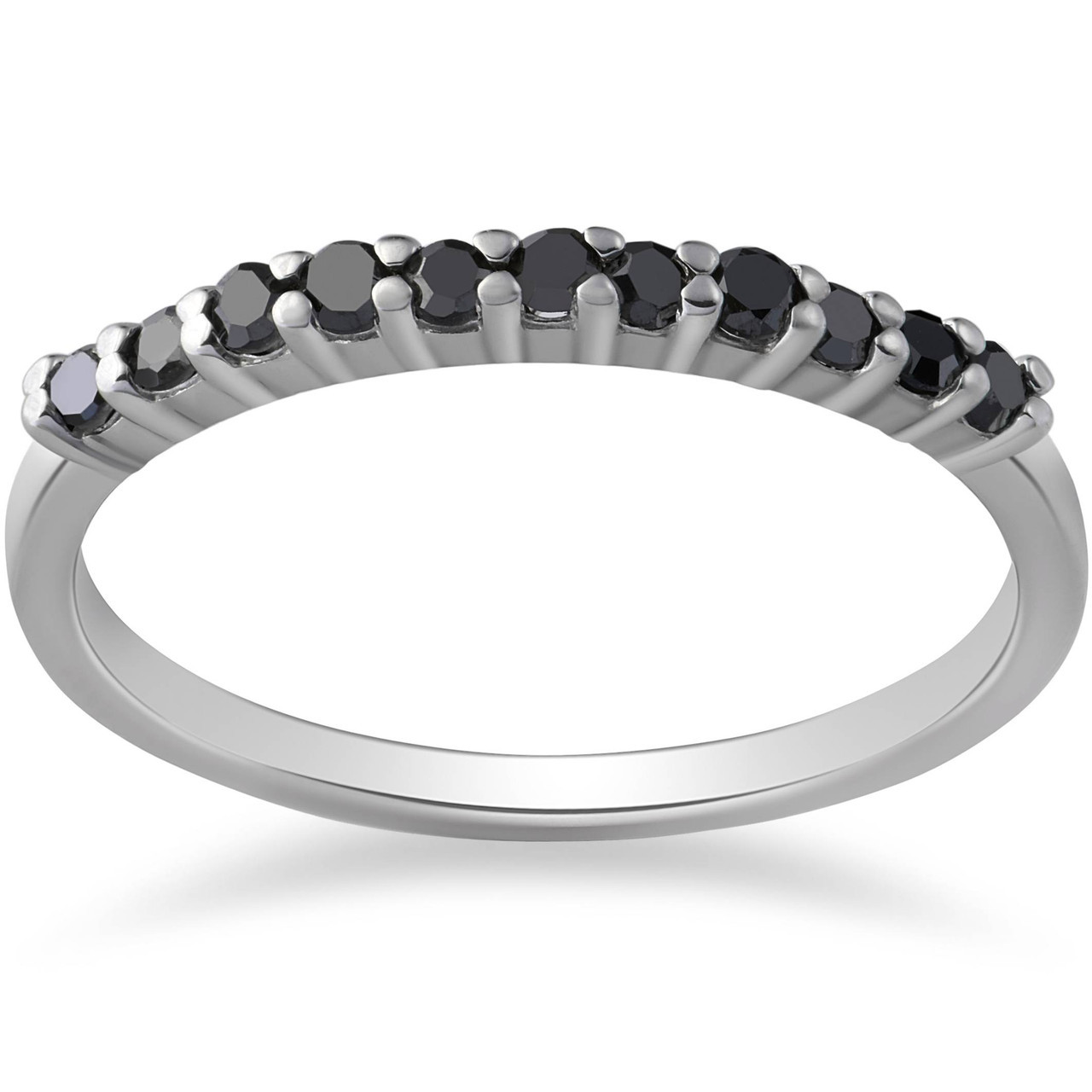 1/3ct Black Diamond Ring 10K White Gold (Black, )