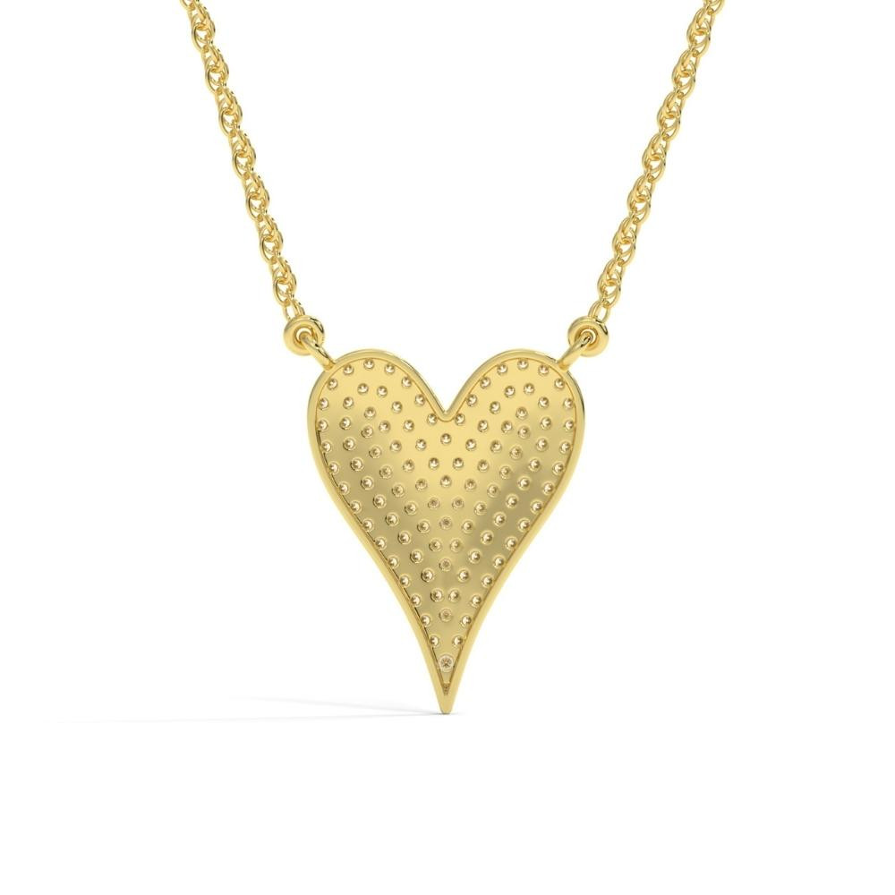 1Ct Heart shape Natural Diamond Pave Pendant in White or Yellow Gold Necklace (G-H, I2-I3)