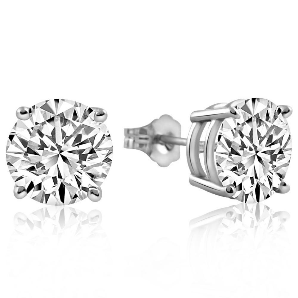 6 Ct TW Round Moissanite Studs in 14k White Gold (F-G, VS)