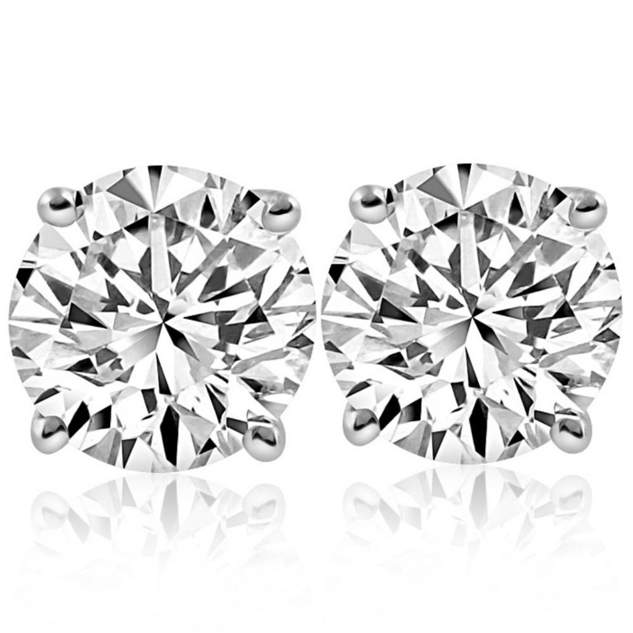 Round Diamond Stud Earrings (4 ct. tw.) in 18K White Gold