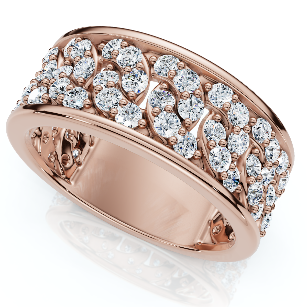 1 1/4Ct Diamond Ring Men's Curb Chain Band in 10k White, Yellow, or Rose Gold (H-I, I1)