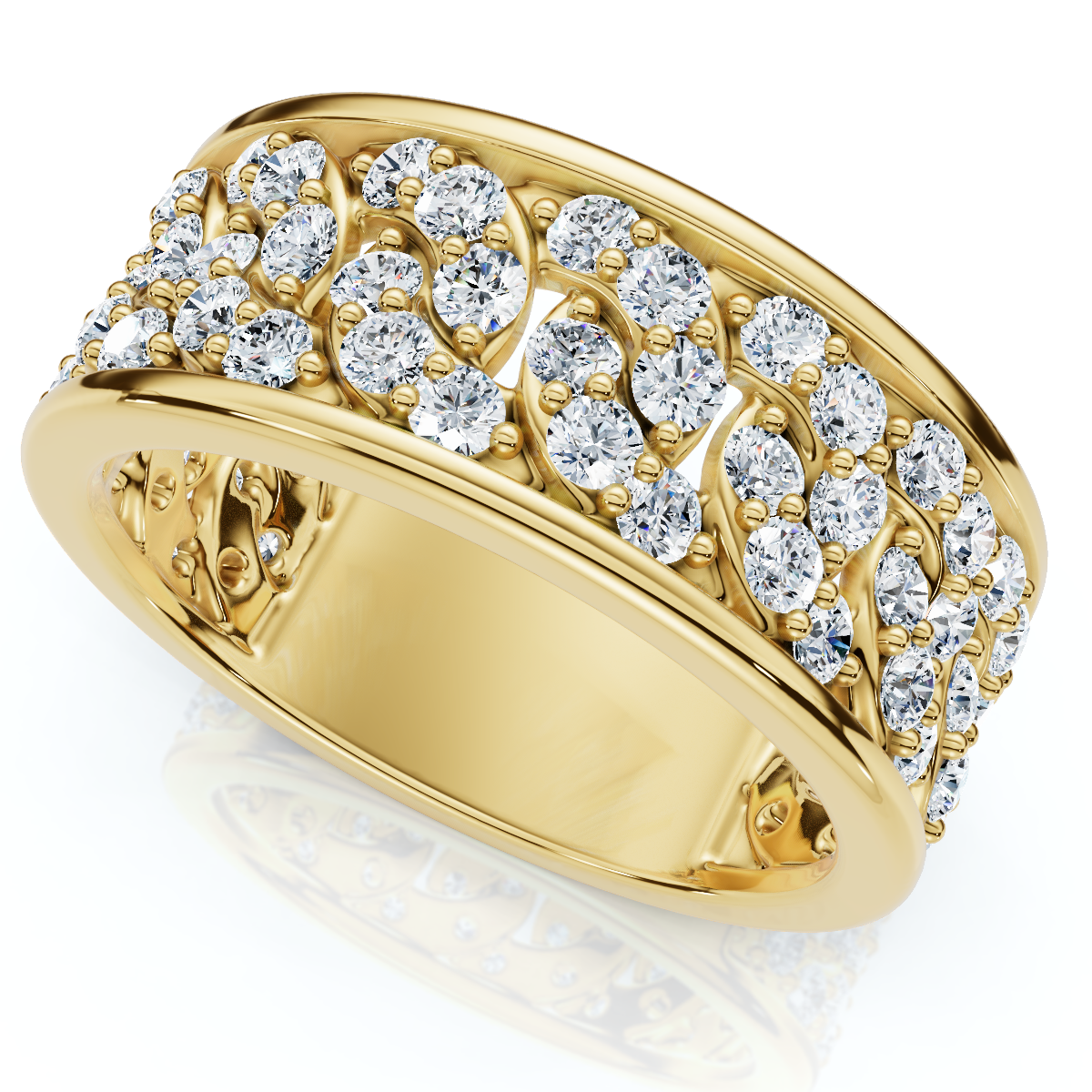 1 1/4Ct Diamond Ring Men's Curb Chain Band in 10k White, Yellow, or Rose Gold (H-I, I1)