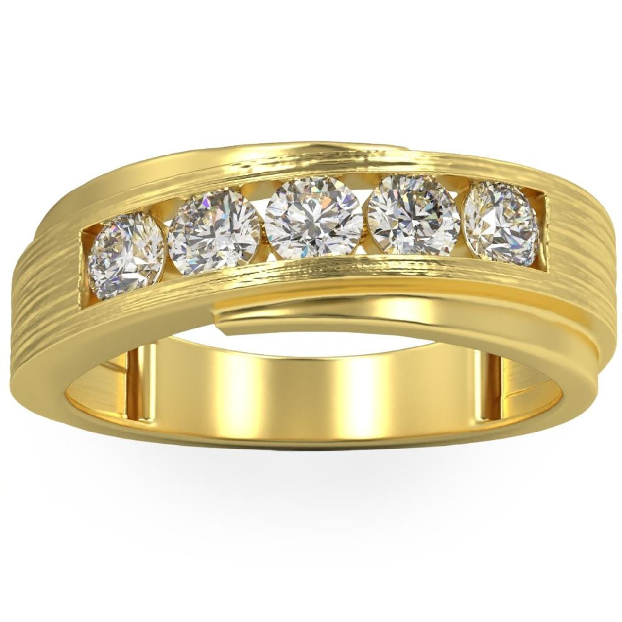 1Ct Diamond Men's Ring Brushed Wedding Band in White Rose or Yellow Gold (G-H, I1) 1Ct Diamond Men's Ring Brushed Wedding Band in White Rose or Yellow Gold (G-H, I1)