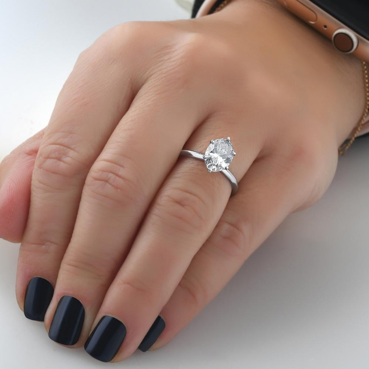 2CT Platinum Oval Diamond 6-Prong Solitaire Engagement Ring Lab Grown (G-H, VS2-SI1) 2CT Platinum Oval Diamond 6-Prong Solitaire Engagement Ring Lab Grown (G-H, VS2-SI1)