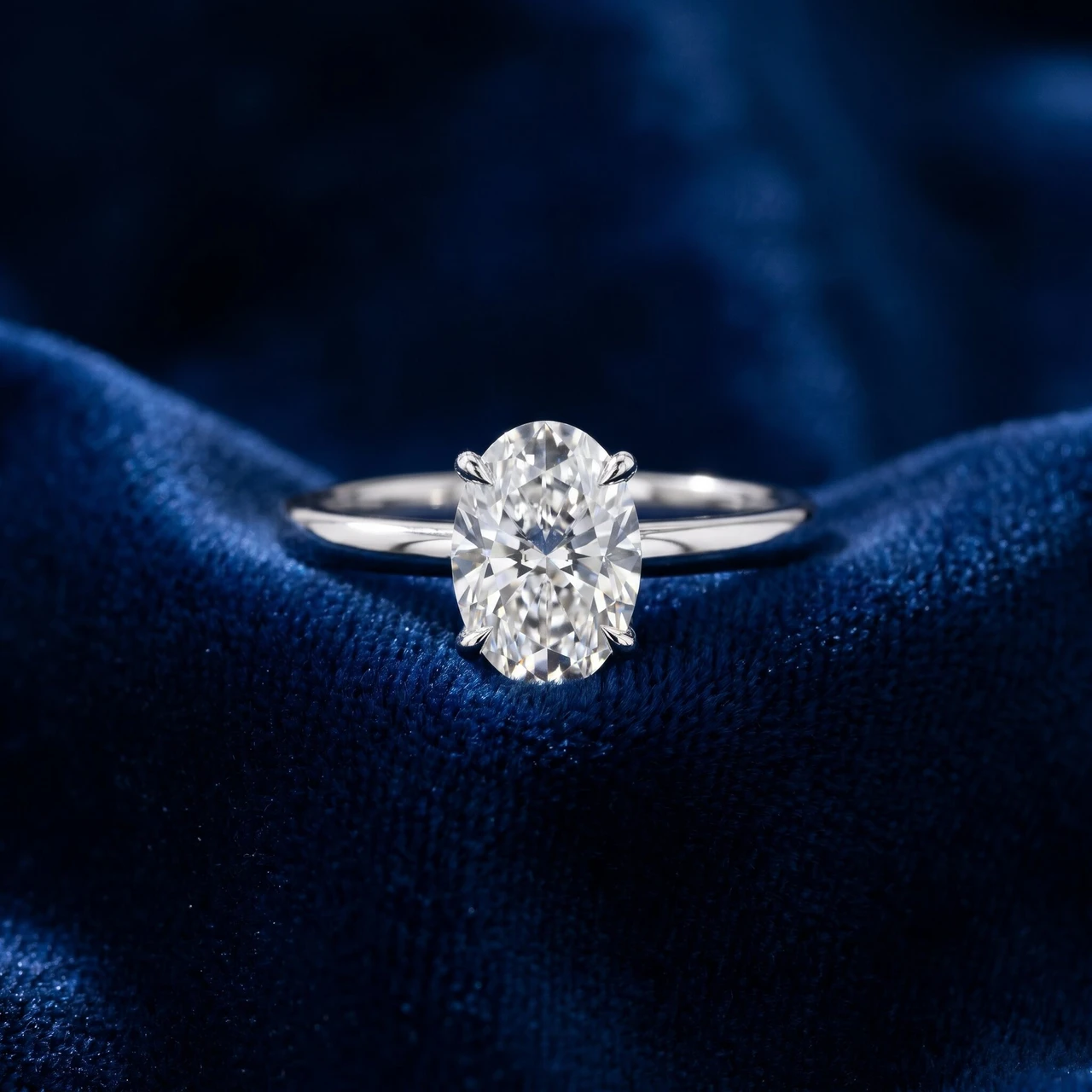 Certified 3CT Platinum Oval Diamond 6-Prong Solitaire Engagement Ring Lab Grown (G-H, VS2-SI1)